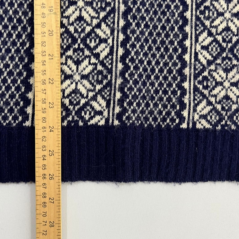 Vtg Alps Knitmeister Fair Isle Sweater Mens L Navy White Snowflake Turtleneck - Picture 7 of 10